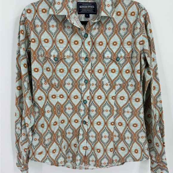 Rough Stack Panhandle Slim Retro Print Pearl Snap Button Down Shirt - Picture 2 of 10